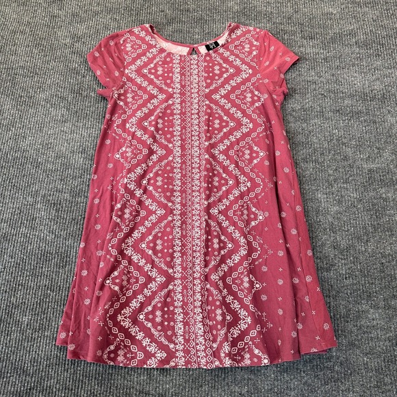 Derek Heart Dresses & Skirts - Derek Heart Bandana Print Swing Dress Large Maroon Boho Jersey Knit